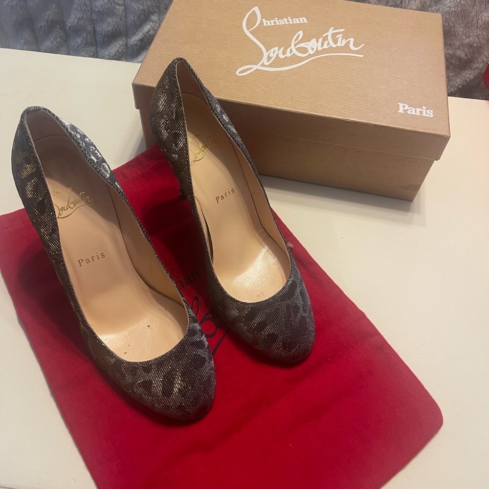 Christian Louboutin iridescent cheetah heels